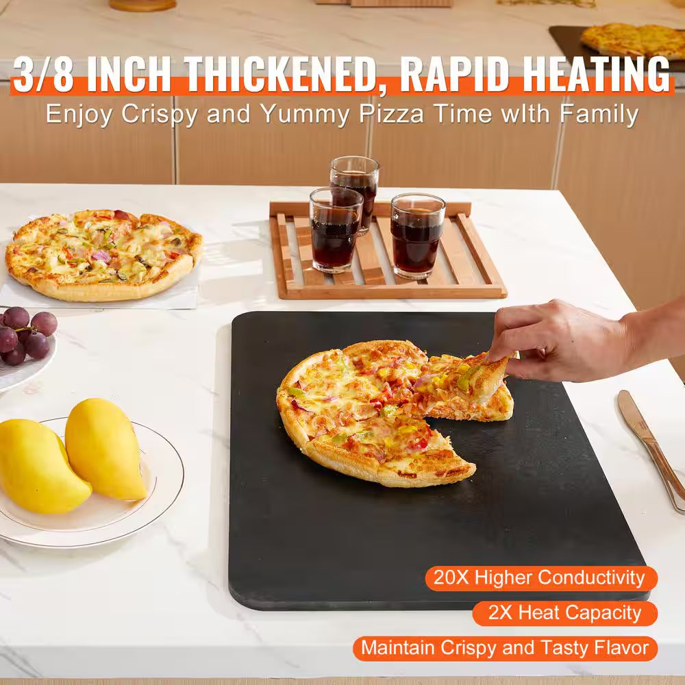 Pizza Steel, 20 X 14 X 3/8In. Pizza Steel Plate for Oven, Pre-Seasoned Carbon Steel Pizza Baking Stone