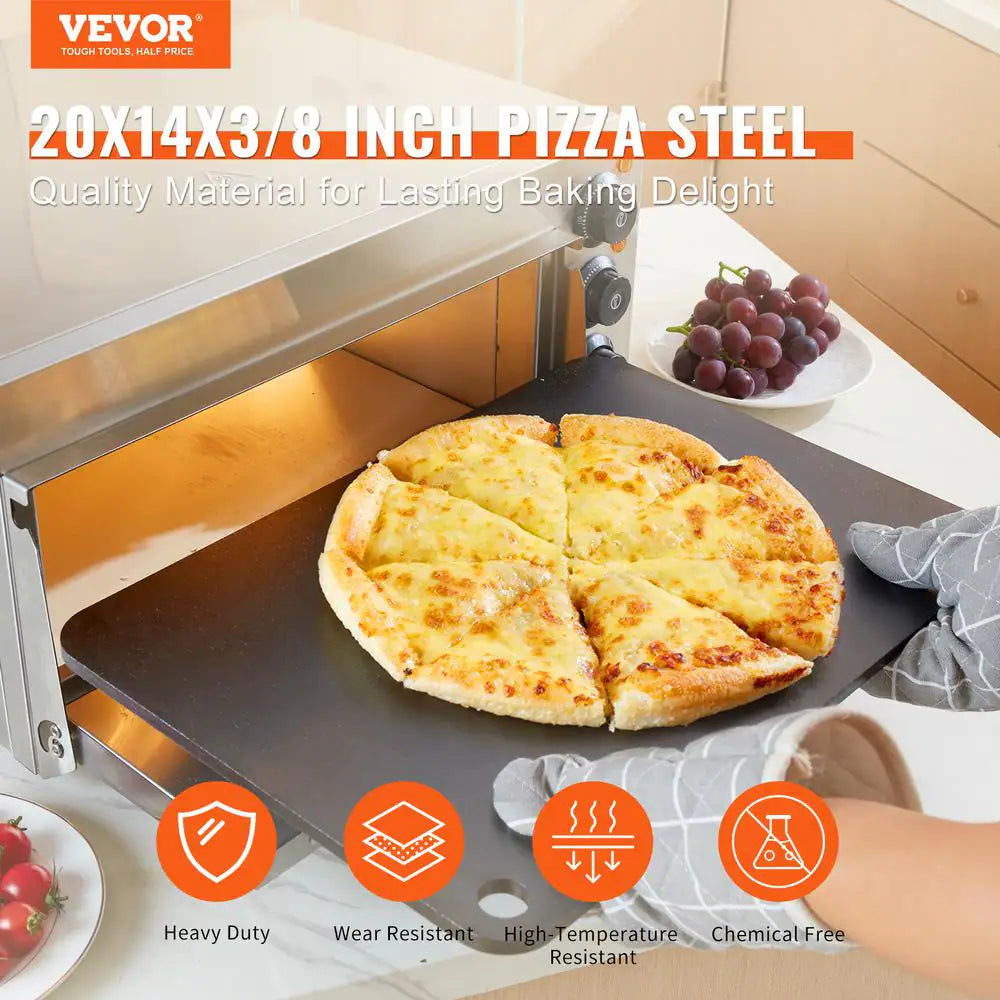Pizza Steel, 20 X 14 X 3/8In. Pizza Steel Plate for Oven, Pre-Seasoned Carbon Steel Pizza Baking Stone
