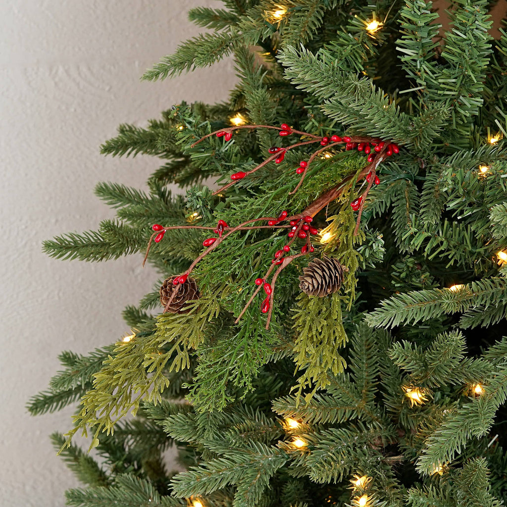ISB71706- 14in Evergreen Pine with Red Pips Pick