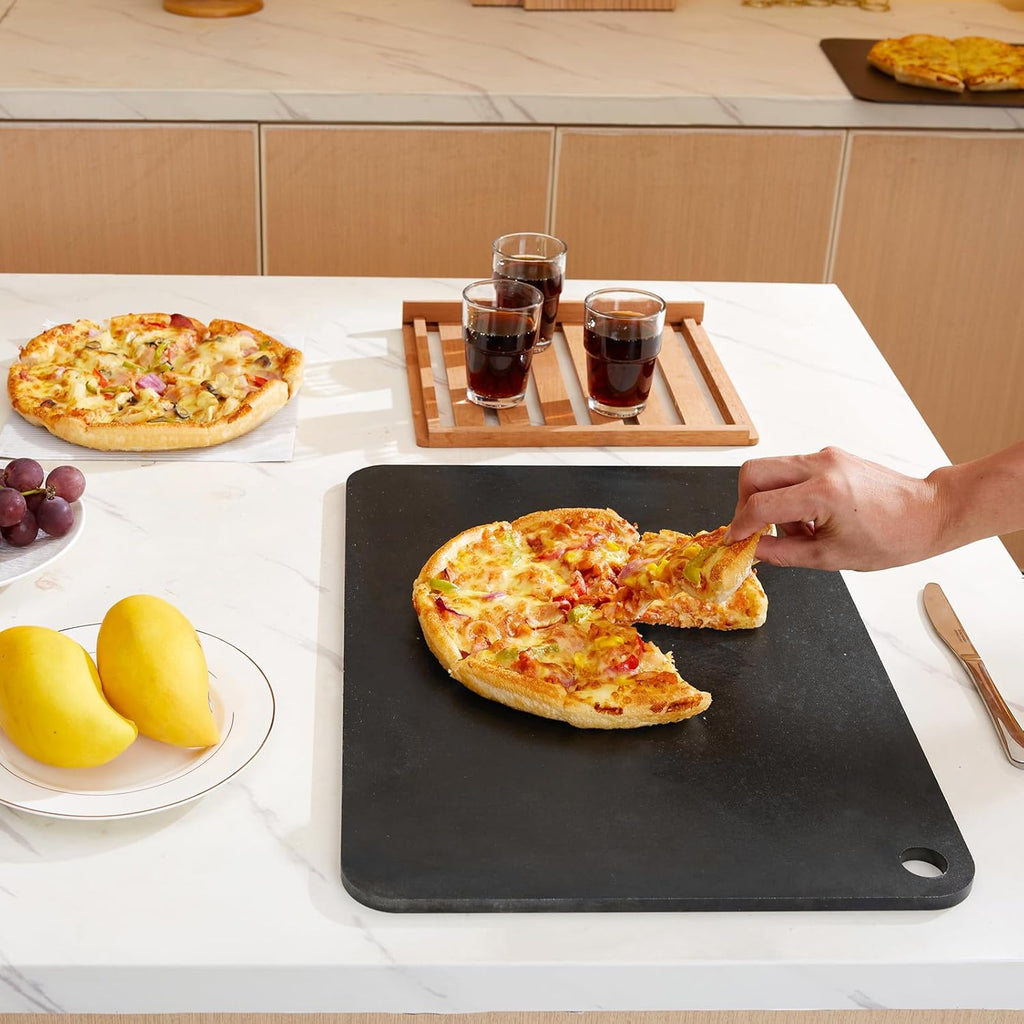 Pizza Steel, 20" X 14" X 3/8" Pizza Steel Plate for Oven, Pre-Seasoned Carbon Steel Pizza Baking Stone with 20X Higher Conductivity, Heavy Duty Rustproof Pizza Pan for Outdoor Grill, Indoor Oven
