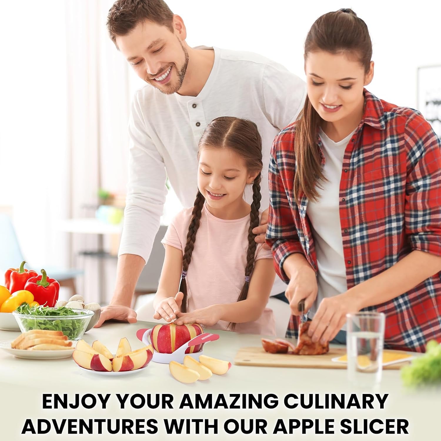 3.5 Inch Apple Slicer - Professional Apple Cutter - Stainless Steel Apple Corer - Super Sharp Apple Slicer and Corer - Apple Tool with 8 Sharp Blades(Pink)